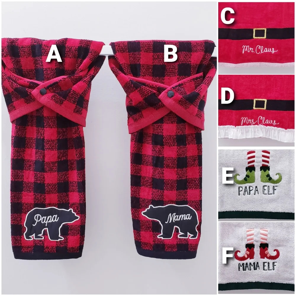 ❤️NEW!❤️ #9123 ■Papa/Mama Mr/Mrs Hang'N'Snap Towel 🤍Select Snap